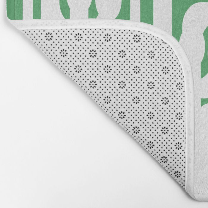 Mid Century Modern Loop Pattern Green and White Modernist Bath Mat Gallery Image 2