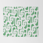 Mid Century Modern Loop Pattern Green and White Modernist Throw Blanket Gallery Image 2