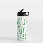 Mid Century Modern Loop Pattern Green and White Modernist Water Bottle Gallery Image 1