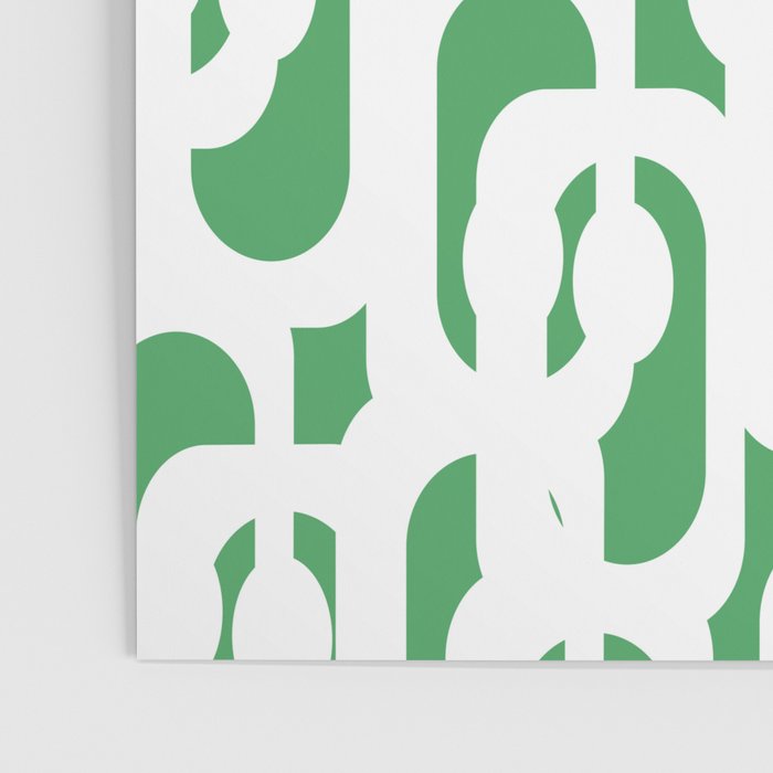 Mid Century Modern Loop Pattern Green and White Modernist Poster Gallery Image 3