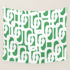 Mid Century Modern Loop Pattern Green and White Modernist Wall Tapestry Gallery Image 4
