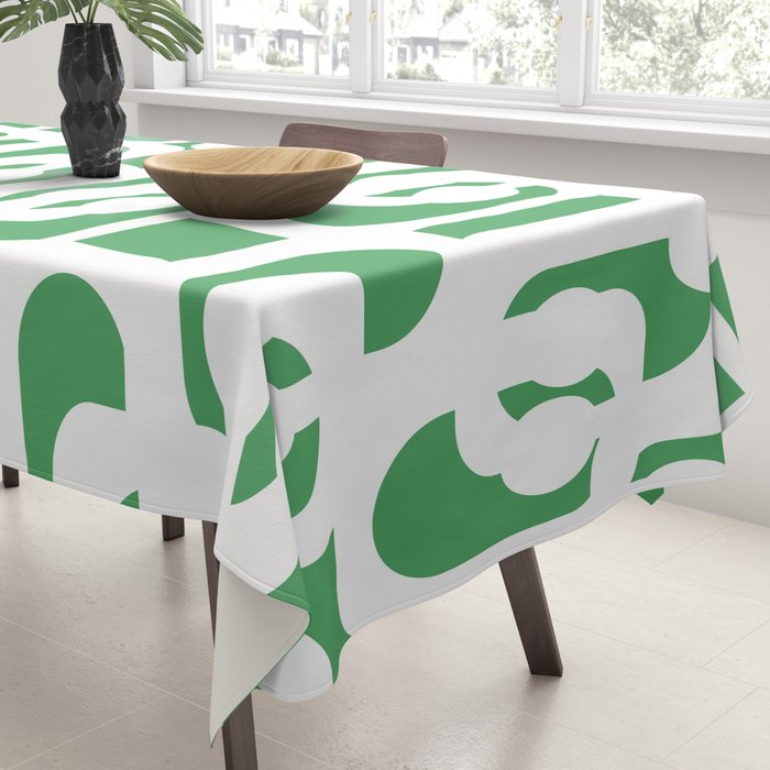 Mid Century Modern Loop Pattern Green and White Modernist Tablecloth Gallery Image 3