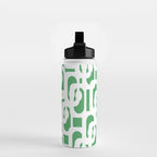 Mid Century Modern Loop Pattern Green and White Modernist Water Bottle Gallery Image 2