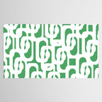 Mid Century Modern Loop Pattern Green and White Modernist Tablecloth Gallery Image 2