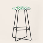 Mid Century Modern Loop Pattern Green and White Modernist Stool Gallery Image 1