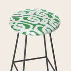 Mid Century Modern Loop Pattern Green and White Modernist Stool Gallery Image 2