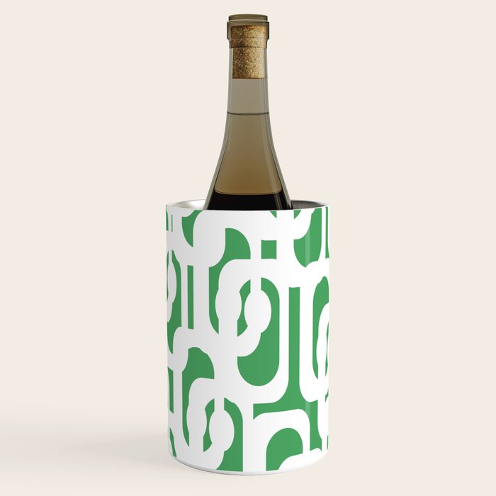 Mid Century Modern Loop Pattern Green and White Modernist Wine Chiller Gallery Image 2