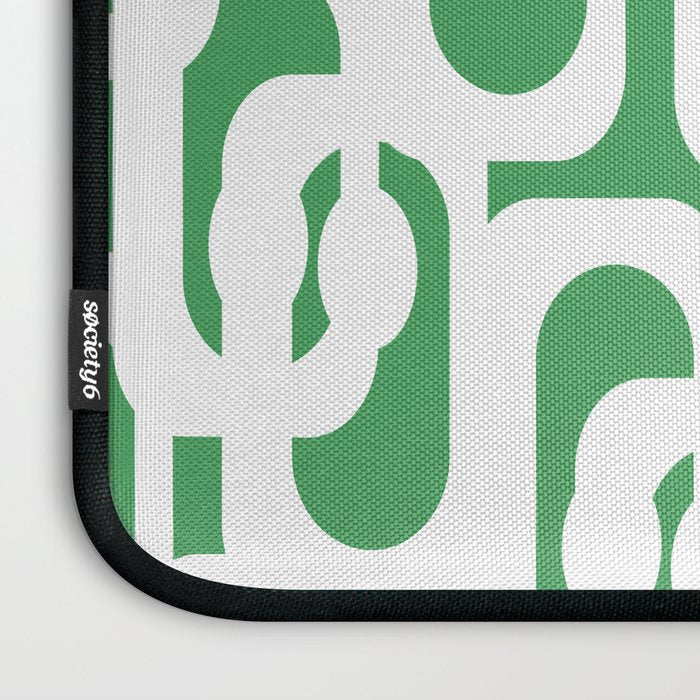 Mid Century Modern Loop Pattern Green and White Modernist Laptop Sleeve Gallery Image 3