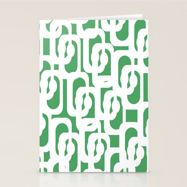 Mid Century Modern Loop Pattern Green and White Modernist Stationery Card Gallery Image 1
