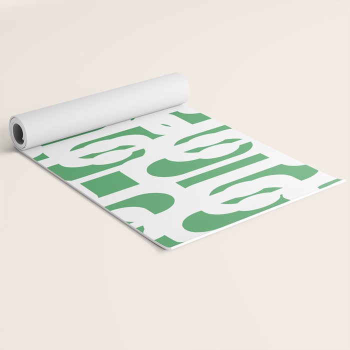 Mid Century Modern Loop Pattern Green and White Modernist Yoga Mat Gallery Image 2