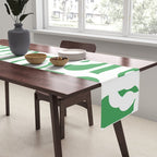 Mid Century Modern Loop Pattern Green and White Modernist Table Runner Gallery Image 2