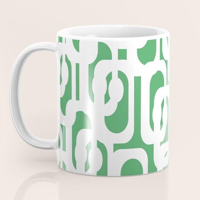 Mid Century Modern Loop Pattern Green and White Modernist Coffee Mug Gallery Image 3