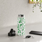 Mid Century Modern Loop Pattern Green and White Modernist Water Bottle Gallery Image 4