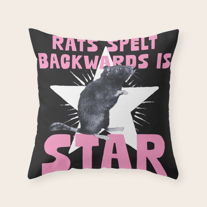 Rats spelt backwards is STAR Throw Pillow Gallery Image 1