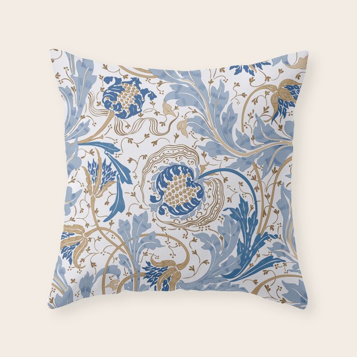 Walter Crane Teazle Art Nouveau Powder Blue Throw Pillow Gallery Image 6