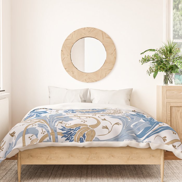 Walter Crane Teazle Art Nouveau Powder Blue Duvet Cover Gallery Image 3