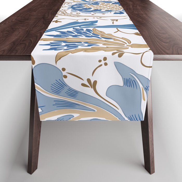 Walter Crane Teazle Art Nouveau Powder Blue Table Runner Gallery Image 1