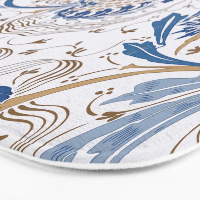 Walter Crane Teazle Art Nouveau Powder Blue Bath Mat Gallery Image 3