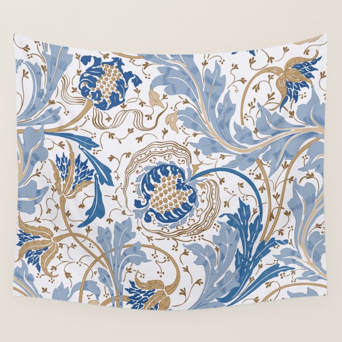 Walter Crane Teazle Art Nouveau Powder Blue Wall Tapestry Gallery Image 4