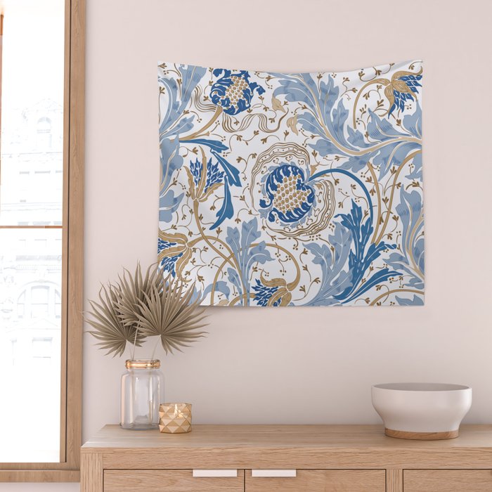 Walter Crane Teazle Art Nouveau Powder Blue Wall Tapestry Gallery Image 2