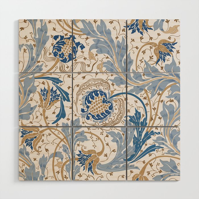 Walter Crane Teazle Art Nouveau Powder Blue Wood Wall Art Gallery Image 1