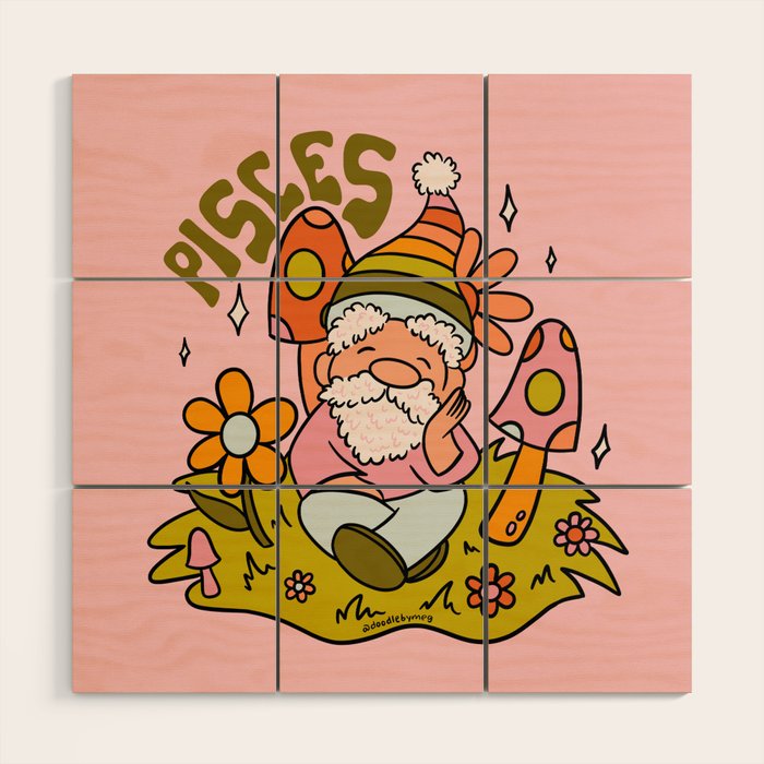 Pisces Gnome Wood Wall Art Gallery Image 1