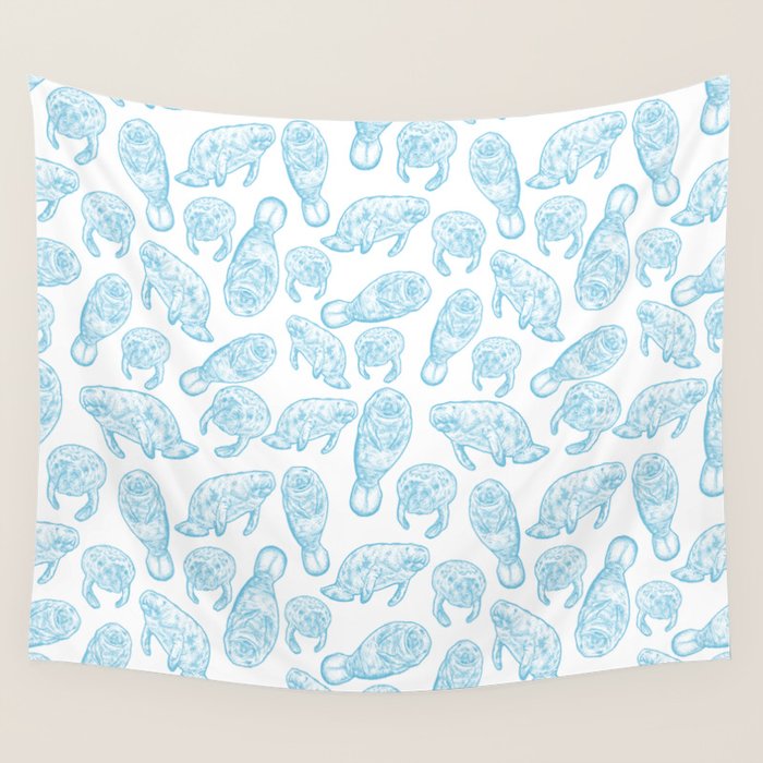 Manatees - Light Blue Wall Tapestry Gallery Image 4