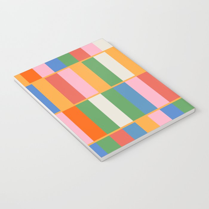 Long Blocks Colorful Retro Modern Geometric Checked Pattern 2 Pink Blue Orange Green Notebook Gallery Image 3