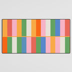Long Blocks Colorful Retro Modern Geometric Checked Pattern 2 Pink Blue Orange Green Desk Mat Gallery Image 3