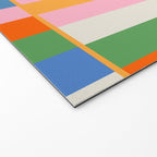 Long Blocks Colorful Retro Modern Geometric Checked Pattern 2 Pink Blue Orange Green Welcome Mat Gallery Image 2