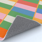 Long Blocks Colorful Retro Modern Geometric Checked Pattern 2 Pink Blue Orange Green Rug Gallery Image 4