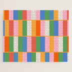 Long Blocks Colorful Retro Modern Geometric Checked Pattern 2 Pink Blue Orange Green Jigsaw Puzzle Gallery Image 1