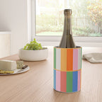 Long Blocks Colorful Retro Modern Geometric Checked Pattern 2 Pink Blue Orange Green Wine Chiller Gallery Image 4
