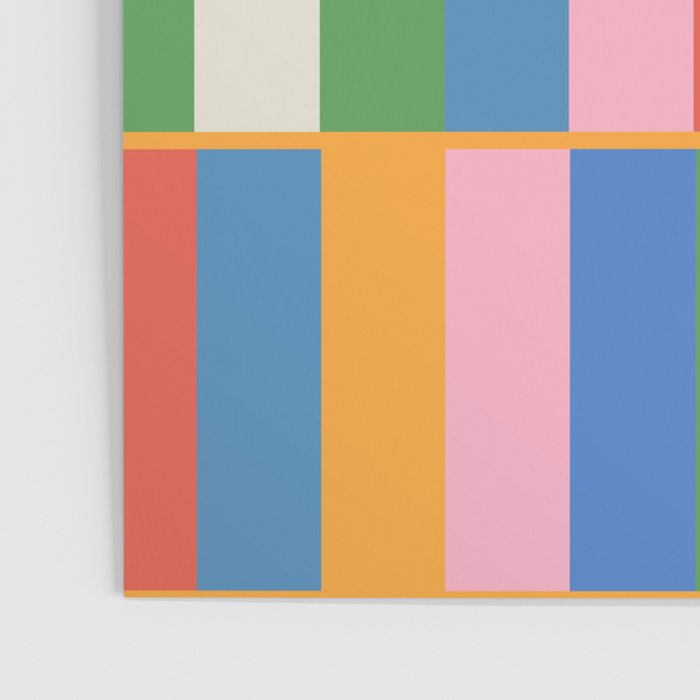 Long Blocks Colorful Retro Modern Geometric Checked Pattern 2 Pink Blue Orange Green Poster Gallery Image 3