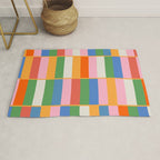 Long Blocks Colorful Retro Modern Geometric Checked Pattern 2 Pink Blue Orange Green Rug Gallery Image 1
