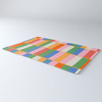 Long Blocks Colorful Retro Modern Geometric Checked Pattern 2 Pink Blue Orange Green Rug Gallery Image 3