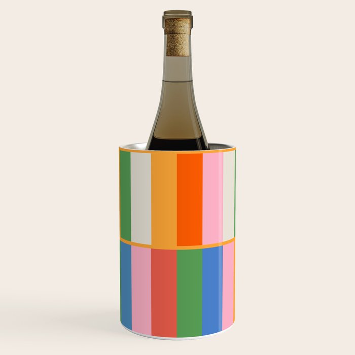 Long Blocks Colorful Retro Modern Geometric Checked Pattern 2 Pink Blue Orange Green Wine Chiller Gallery Image 1