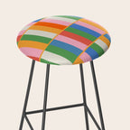 Long Blocks Colorful Retro Modern Geometric Checked Pattern 2 Pink Blue Orange Green Stool Gallery Image 2