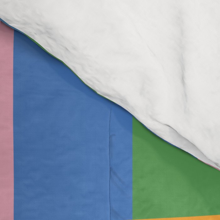 Long Blocks Colorful Retro Modern Geometric Checked Pattern 2 Pink Blue Orange Green Comforter Gallery Image 4