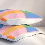 Long Blocks Colorful Retro Modern Geometric Checked Pattern 2 Pink Blue Orange Green Pillow Sham Gallery Image 3