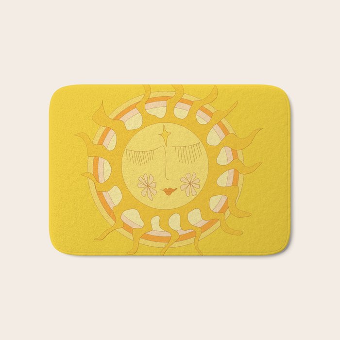 you are the sun // retro sunshine art by surfy birdy Bath Mat Gallery Image 1