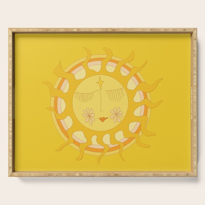 you are the sun // retro sunshine art by surfy birdy Serving Tray Gallery Image 1