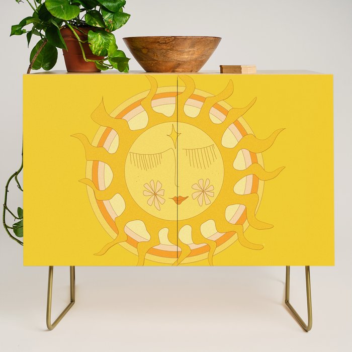 you are the sun // retro sunshine art by surfy birdy Credenza Gallery Image 1