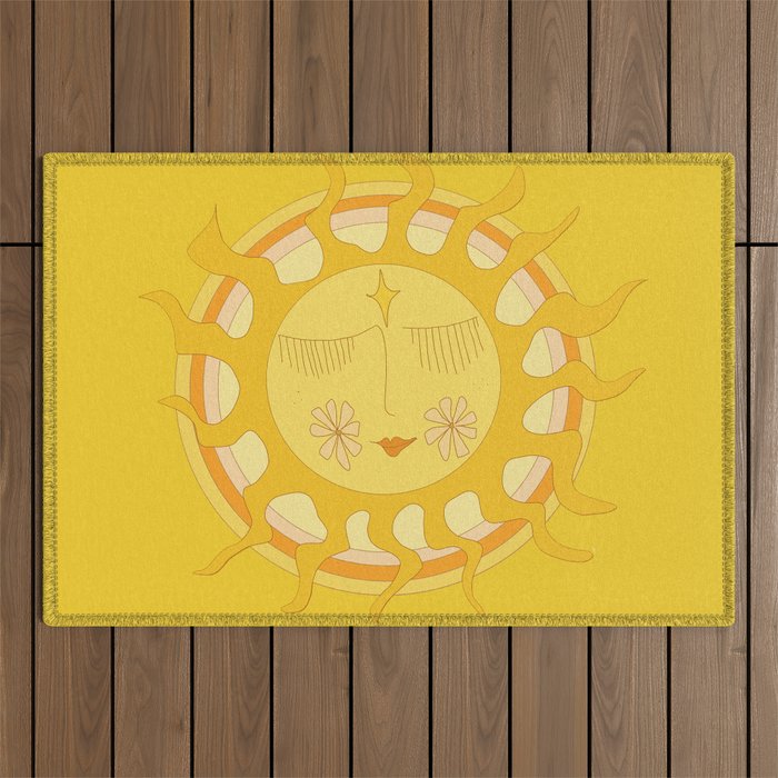 you are the sun // retro sunshine art by surfy birdy Outdoor Rug Gallery Image 1