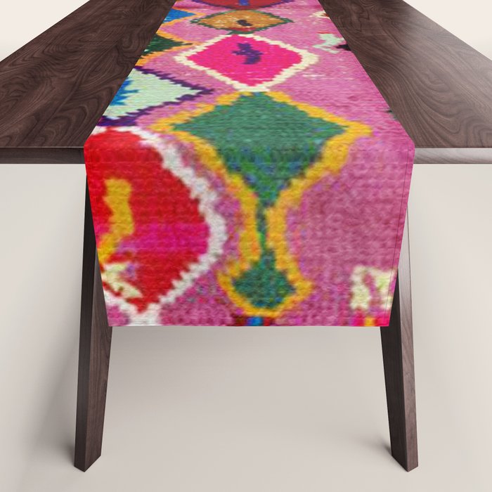 Very Colorful Retro Moroccan Rug Print Table Runner Gallery Image 1