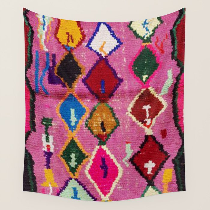 Very Colorful Retro Moroccan Rug Print Wall Tapestry Gallery Image 1