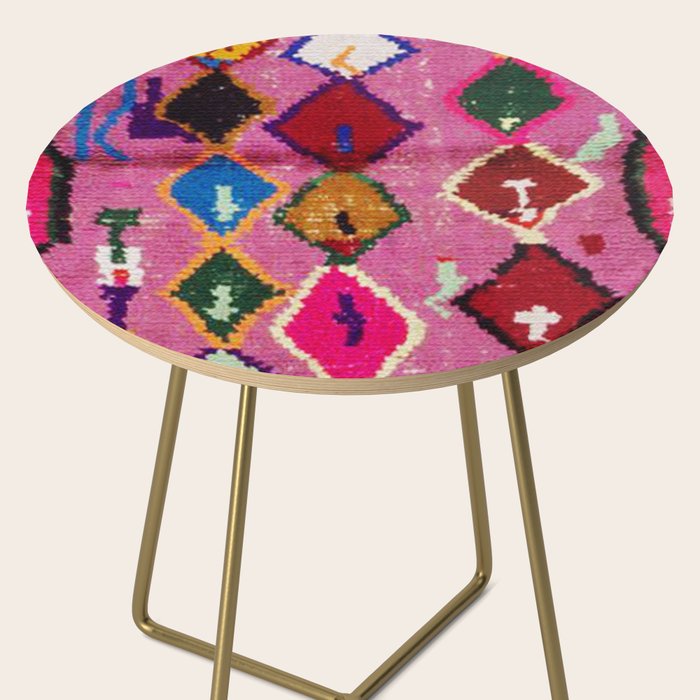 Very Colorful Retro Moroccan Rug Print Side Table Gallery Image 2