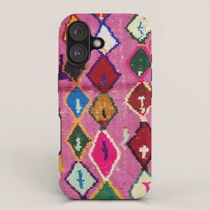 Very Colorful Retro Moroccan Rug Print iPhone Case Gallery Image 1