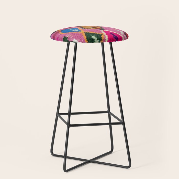 Very Colorful Retro Moroccan Rug Print Stool Gallery Image 1