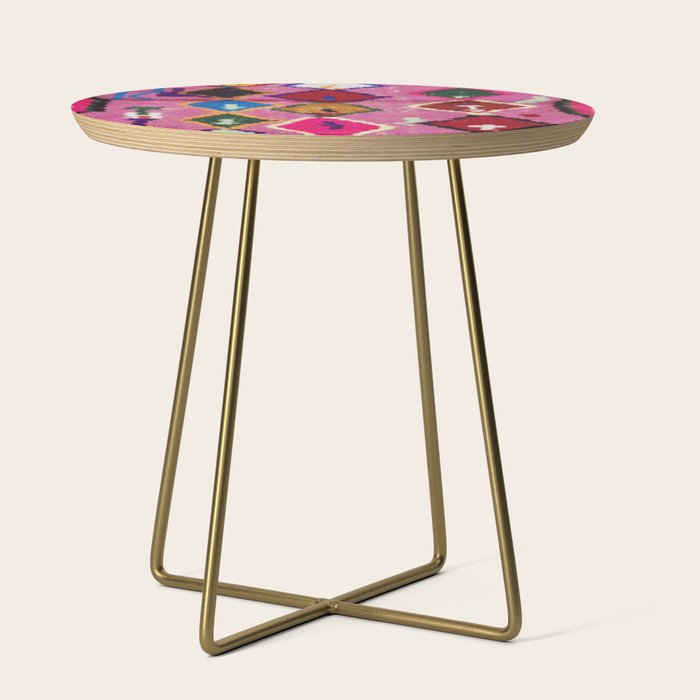 Very Colorful Retro Moroccan Rug Print Side Table Gallery Image 1
